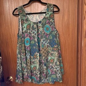 CB Casual Vibrant Paisley Sleeveless Blouse
